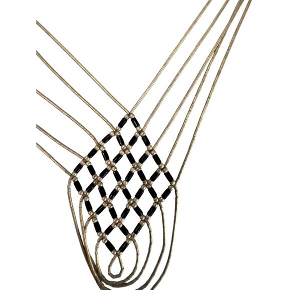 Native American Black Onyx Liquid Sterling Silver Heshi Beaded Necklace  16" - Picture 10 of 12